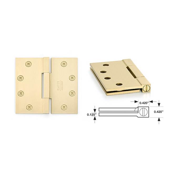 Emtek - Square Barrel Hnge, SldBrs, SqCr, 4x4'', 0.125'' Thickness, PVD - PVD
