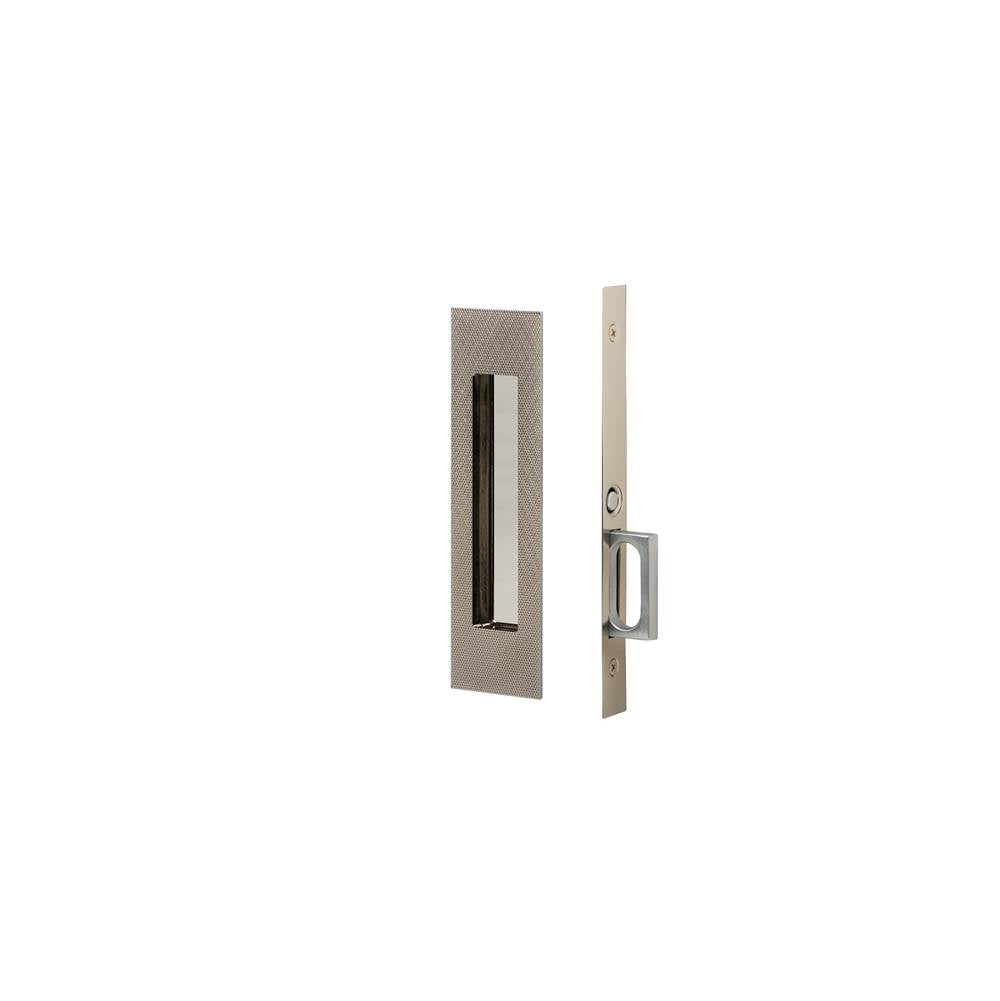 Emtek - Passage, Knurled Narrow Modern Rectangular Pocket Door Mortise Lock, US14 - Polished Nickel