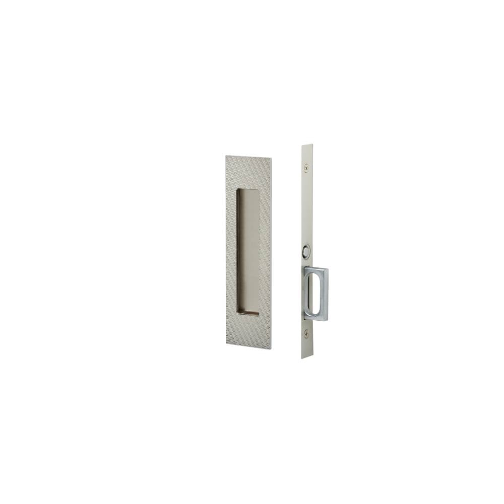 Emtek - Passage, Knurled Narrow Modern Rectangular Pocket Door Mortise Lock, US15 - Satin Nickel