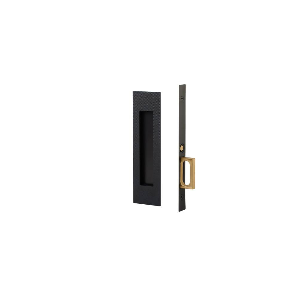 Emtek - Passage, Knurled Narrow Modern Rectangular Pocket Door Mortise Lock, US19 - Flat Black