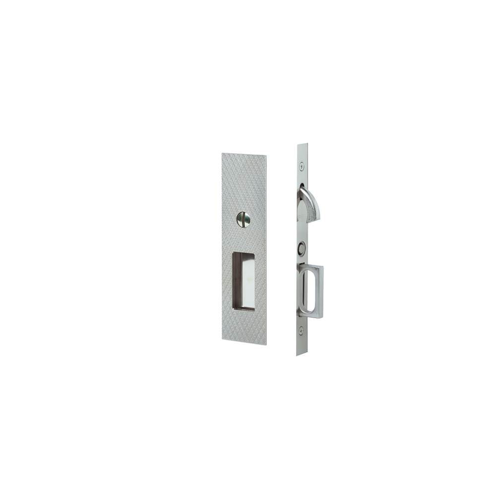 Emtek - Privacy, Knurled Narrow Modern Rectangular Pocket Door Mortise Lock, US26 - Polished Chrome