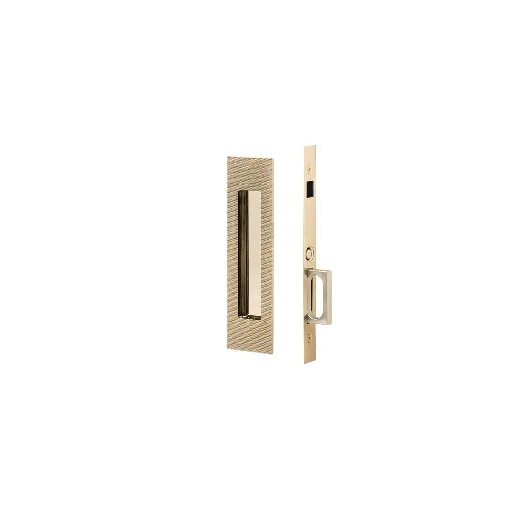 Emtek - Dummy, Knurled Narrow Modern Rectangular Pocket Door Mortise Lock, US3NL - Unlacquered Brass