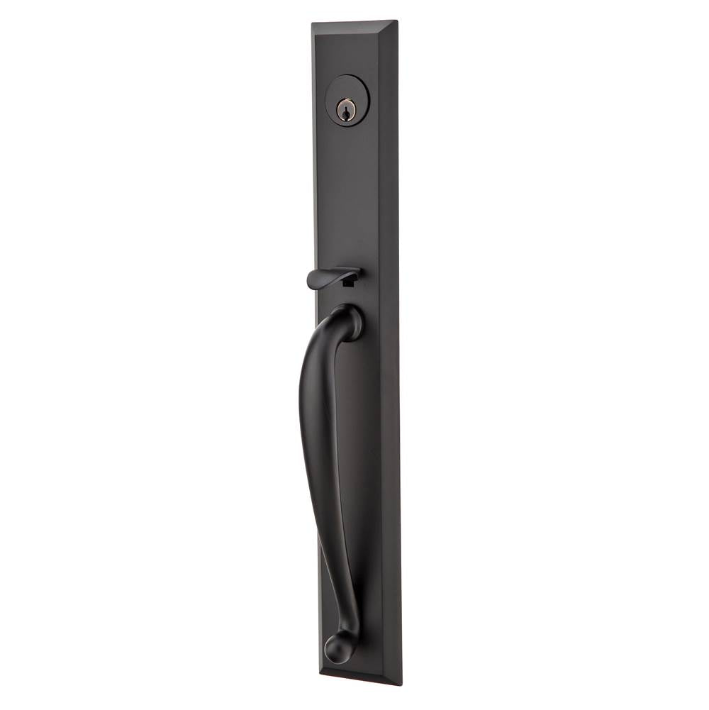 Emtek - Sgl Cyl, Jefferson Tub Ent, Arts and Crafts Lever, RH, US19 - Flat Black