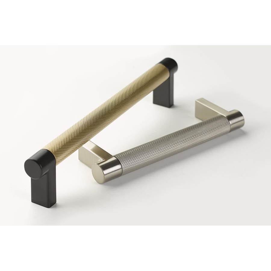 Select Cabinet Pull 3-1/2 in C-C, Rectangular Stem Satin Copper, Knurled Bar Satin Copper