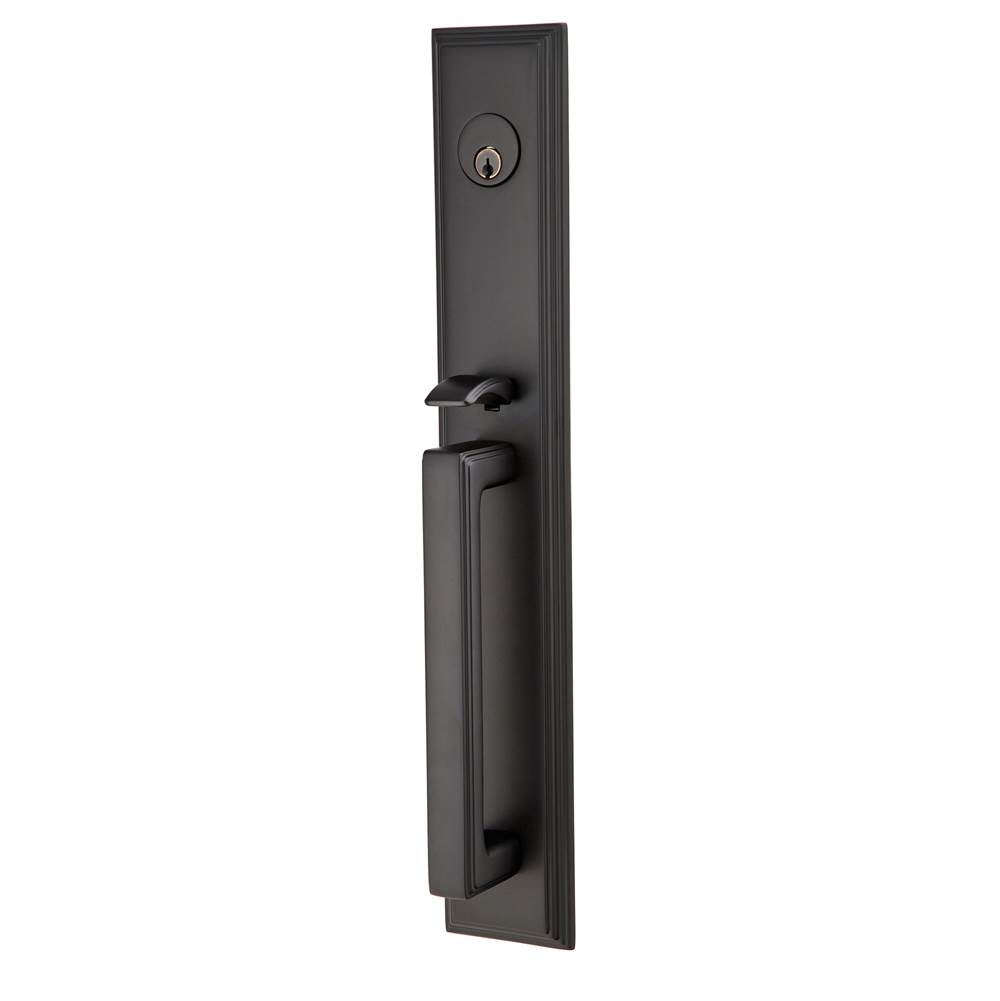 Emtek - Sgl Cyl, Melrose Tub Ent, Arts and Crafts Lever, RH, US19 - Flat Black