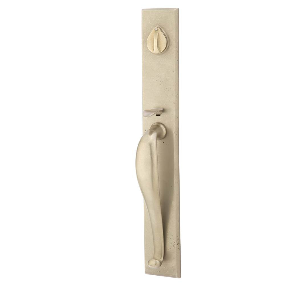 Emtek - Sgl Cyl, Rectangular Full Length Tub Ent, Aurora Lever, LH, TWB - Tumbled White Bronze