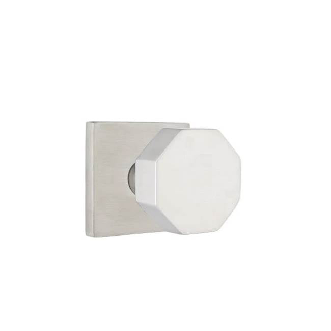 Emtek - Privacy, Stainless Steel Square Rosette, Stainless Steel Octagon Knob, SS - Brushed Stainless Steel