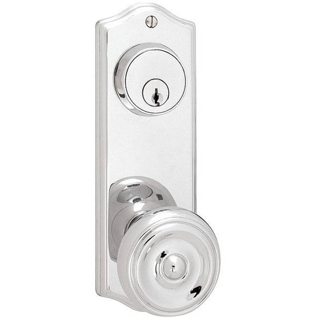 Emtek - Dummy Pair Keyed, Sideplate Locksets Colonial 3-5/8, Diamond Crystal Knob, US3NL - Unlacquered Brass