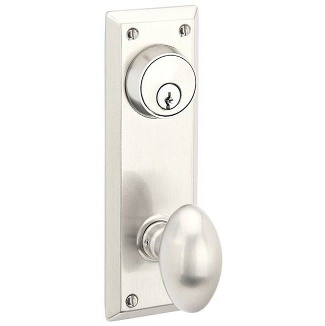 Emtek - Passage Single Keyed, Sideplate Locksets Quincy 3-5/8, Mercury Lever, LH, US3NL - Unlacquered Brass