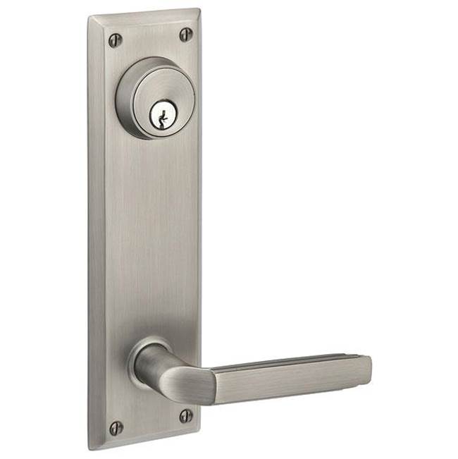 Emtek - Passage Single Keyed, Sideplate Locksets Quincy 5-1/2, Hammered Lever, RH, US3NL - Unlacquered Brass