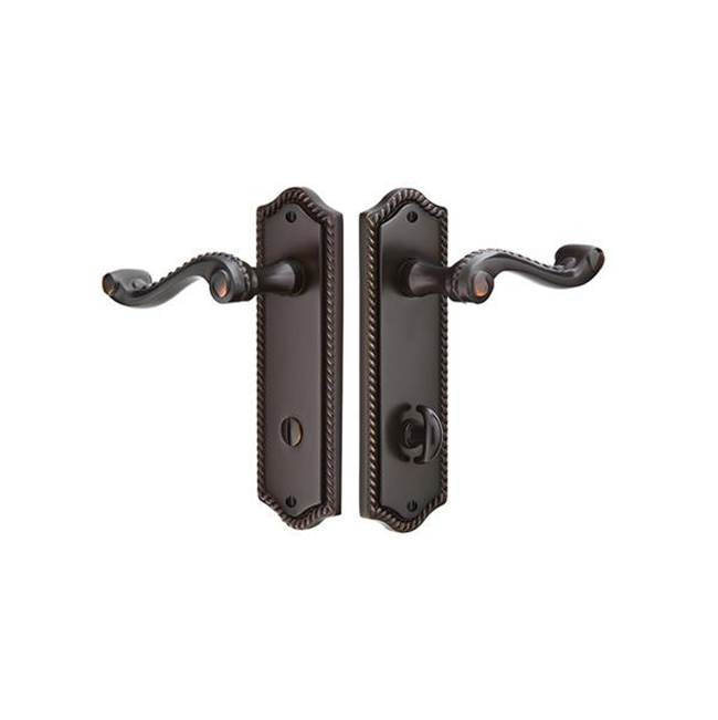 Emtek - Rope Sideplate Lockset, Thumbturn Privacy, Non-Keyed, Windsor Knob, US7 - French Antique