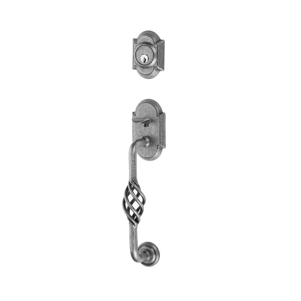 Emtek - Sgl Cyl, Sectional with Lafayette Grip Tub Ent, Lafayette Lever, LH, SWS - Satin Steel