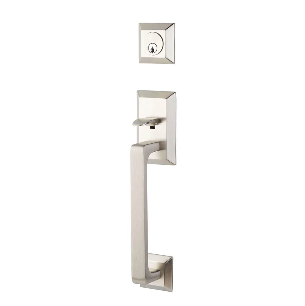 Emtek - Sgl Cyl, Transitional Heritage Sectional Tub, Argos Lever, LH, US15 - Satin Nickel