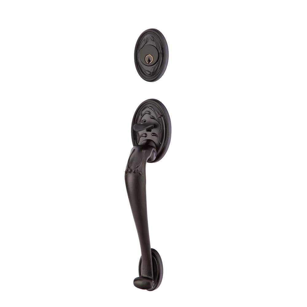 Emtek - Sgl Cyl, Tuscany Sectional Tub Ent, Medici Lever, LH, FB - Flat Black Bronze Patina