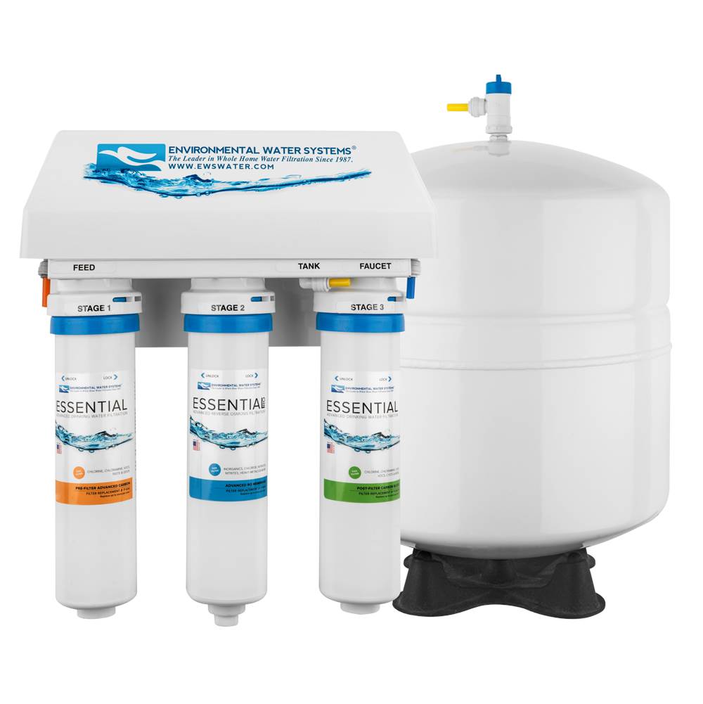 Environmental Water Systems - Essential 4 Stage Reverse Osmosis For Common Well Water Applications - Brushed Nickel