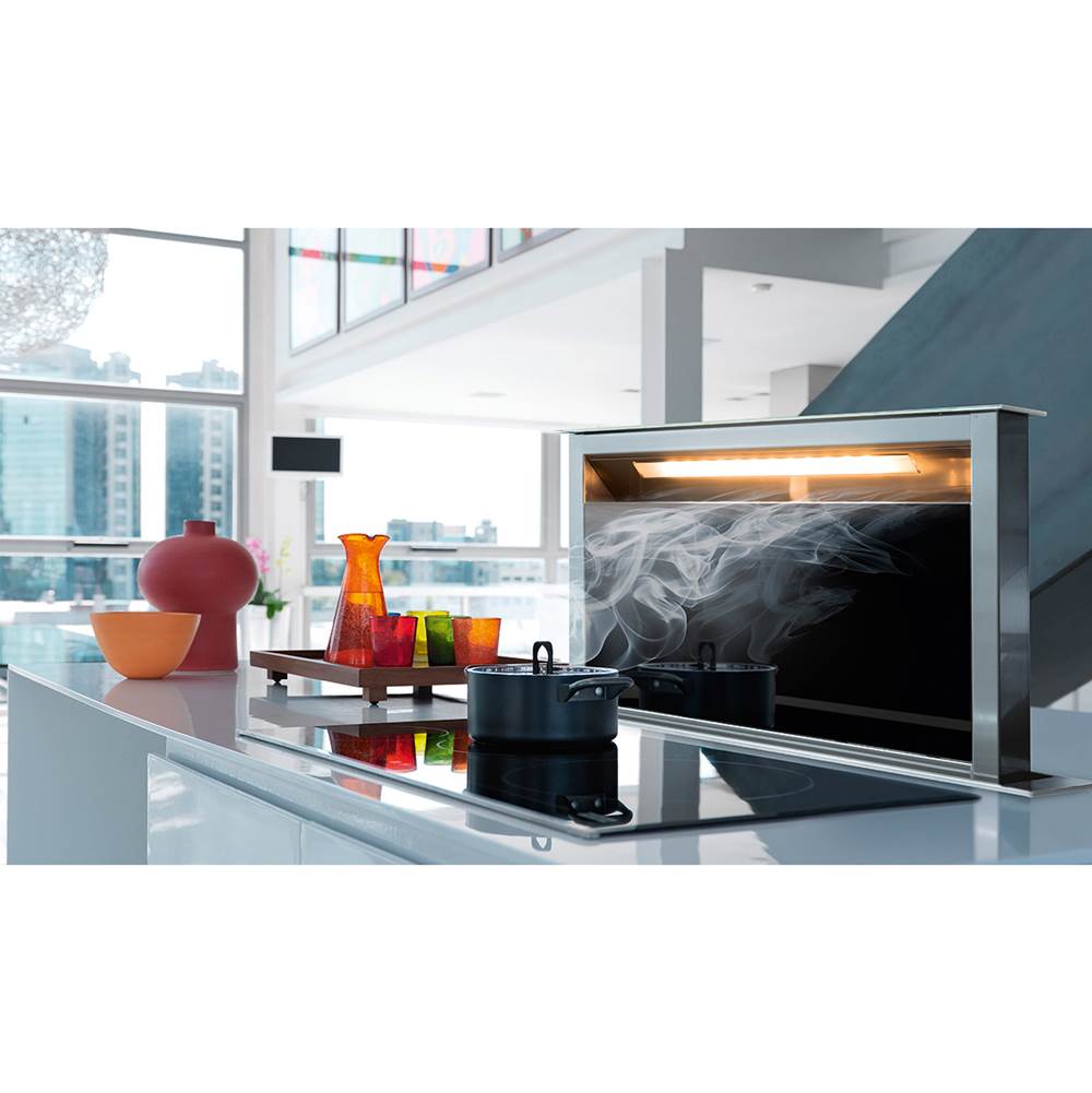 Faber - Downdraft Hood, 30'', Black Glass - Black Glass,Stainless Steel