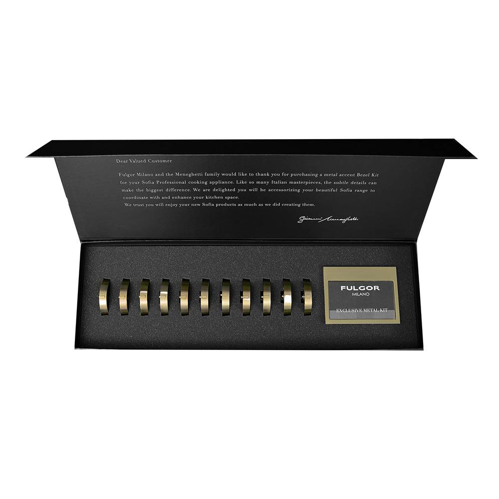 Fulgor Milano - Large Bezel Accessory Kit - 11 Bezels & 1 Faceplate For Sofia Nameplate - Brushed Brass - Brushed Brass