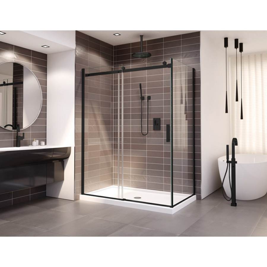 Fleurco - HORIZON 2SIDED/48x32/R INL x R RET/MATTE BLACK/79H/SEKUR+ - Matte Black