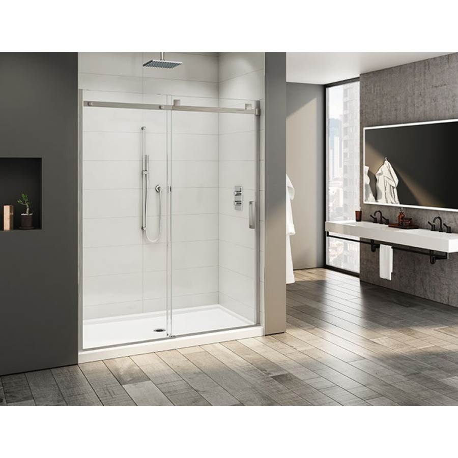 Fleurco - SKYLINE INLINE 54W 79H/BRUSHED NICKEL/8MM/RIGHT/SEKUR+ - Brushed Nickel