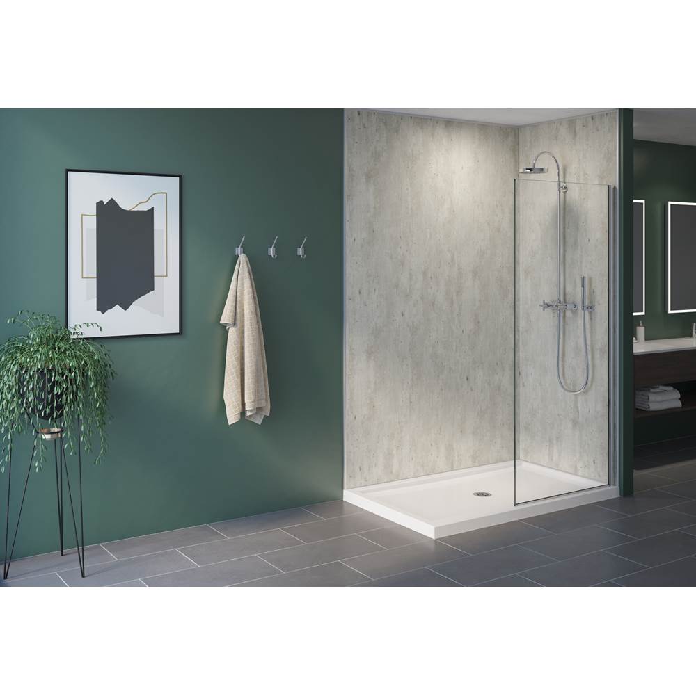 Fleurco - FIBO 2 SIDED WALL PANEL KIT 60X38 |CRACKED CEMENT - Cracked Cement