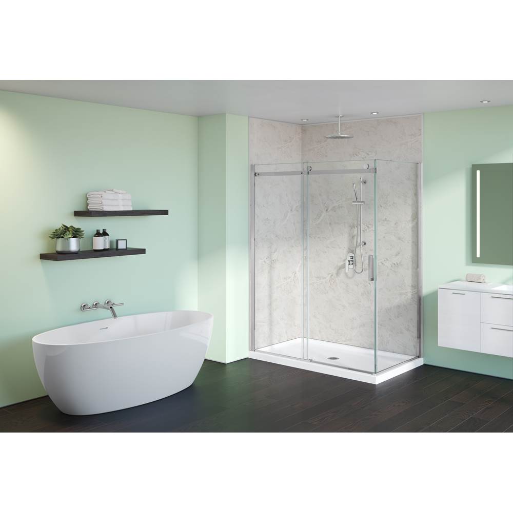 Fleurco - FIBO 2 SIDED WALL PANEL KIT 72X38 | WHITE MARBLE - White Marble