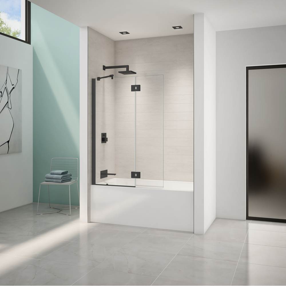 Fleurco - EVOL SQ TUB SHD/58''H/10MM/MAT/CLR/RCT HG - Matte Black