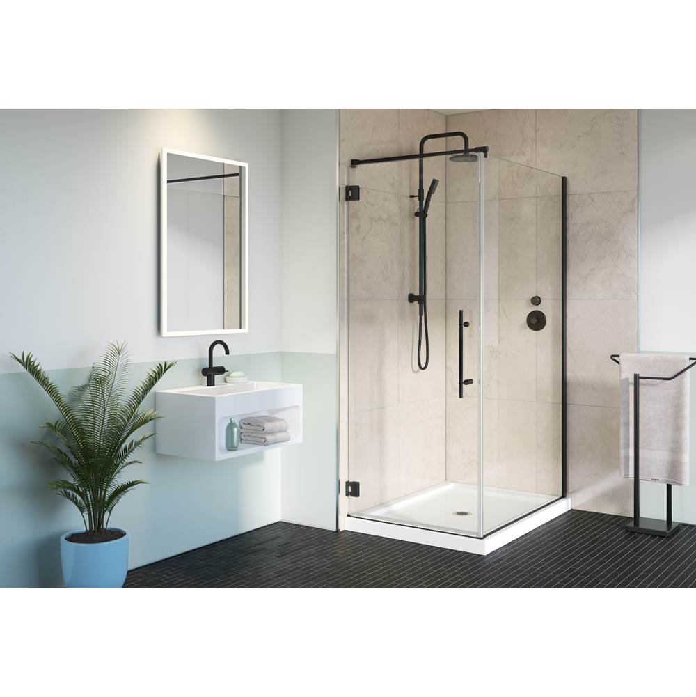 Fleurco - PL CUBE/36/48/79''H/MAT/CLR/RCT HG/STR HND - Matte Black