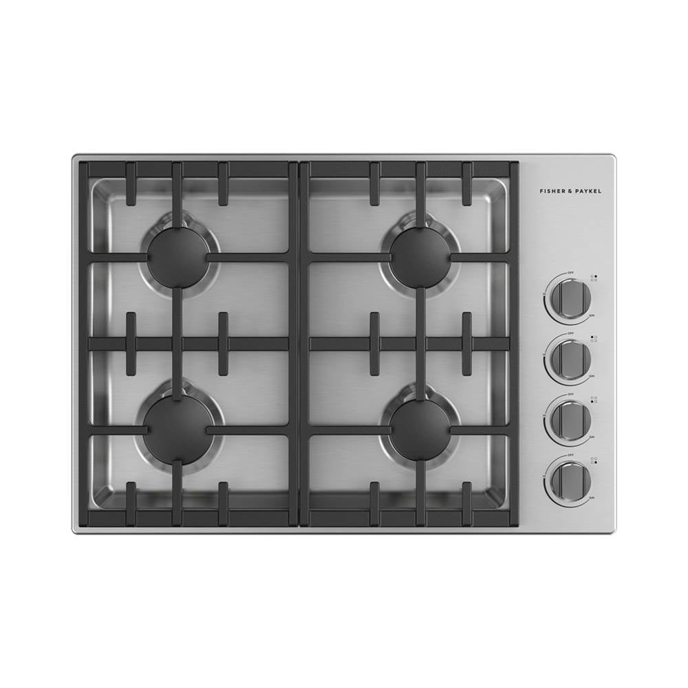 Fisher & Paykel - 30'' Drop-in Cooktop, 4 Burner with Halo Dials, Natural Gas
