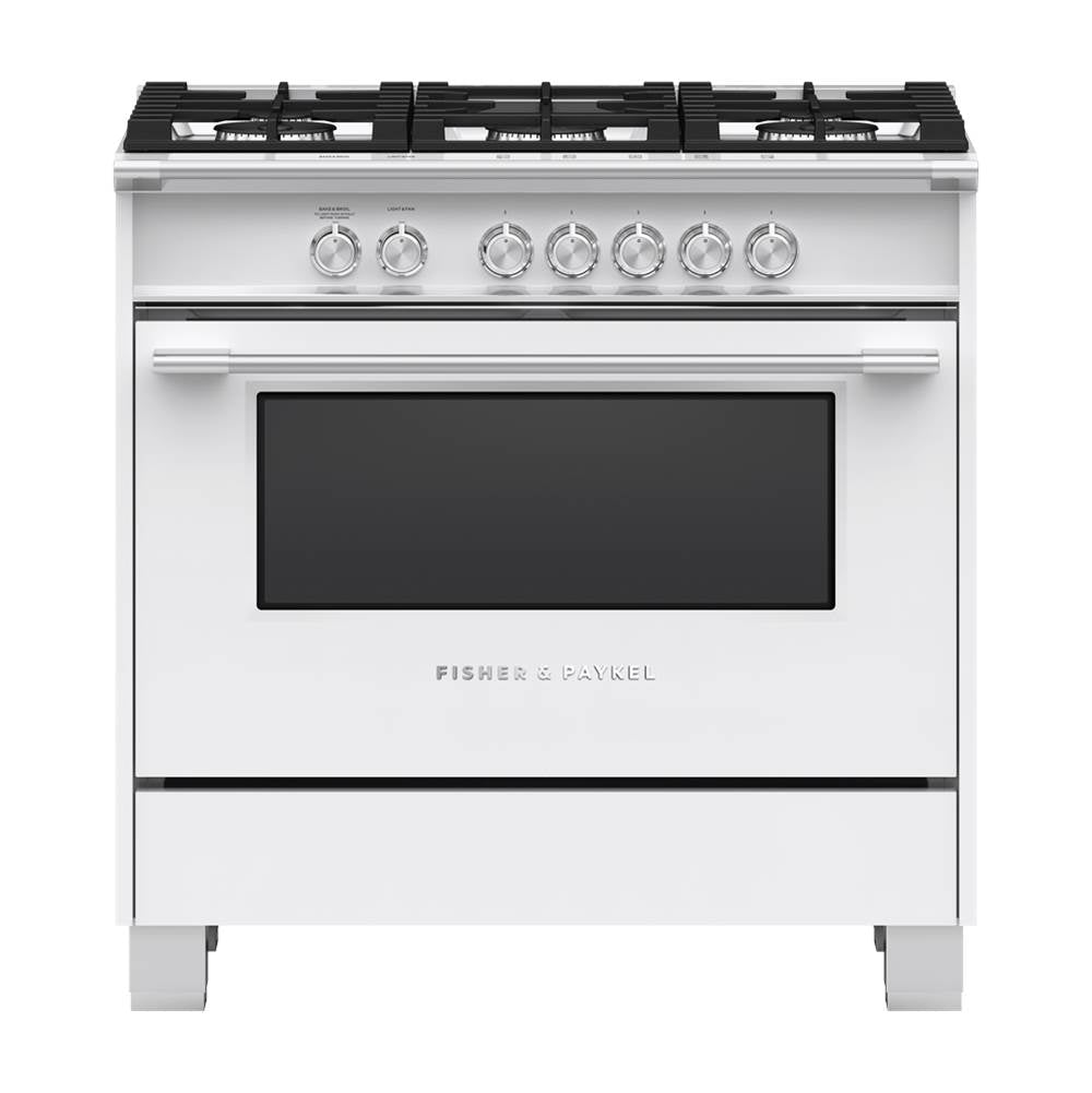 Fisher & Paykel - 36'' Range, 5 Burners, White - White