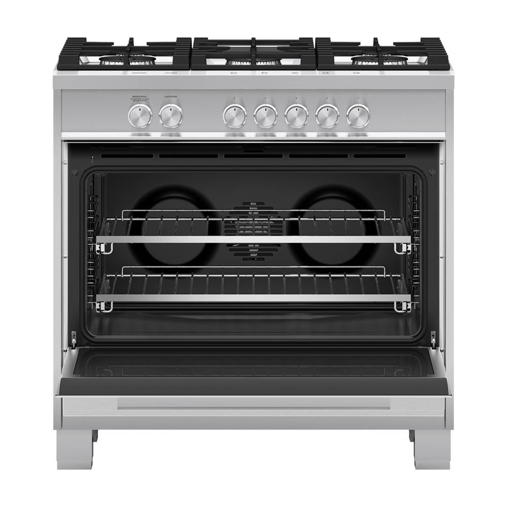 36'' Range, 5 Burners, with Hob Rail