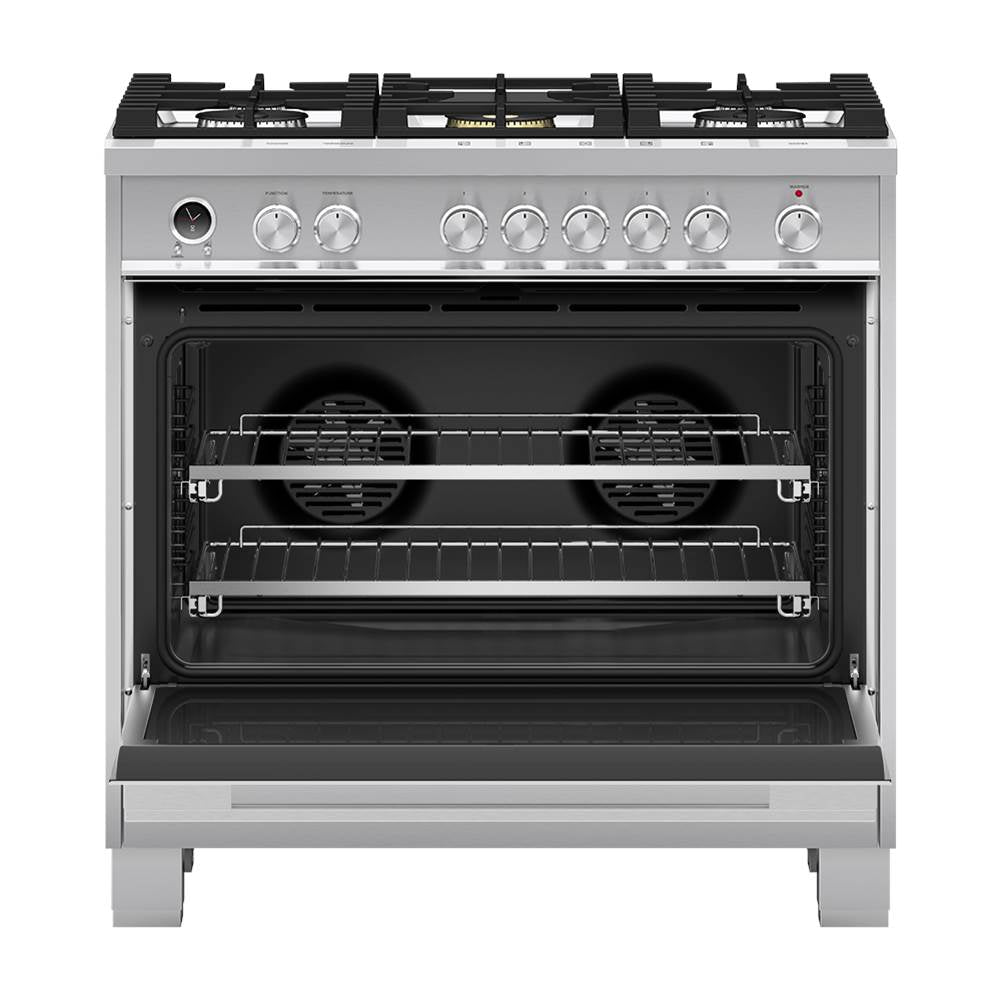 36'' Range, 5 Burners, Self-Cleaning, with Hob Rail