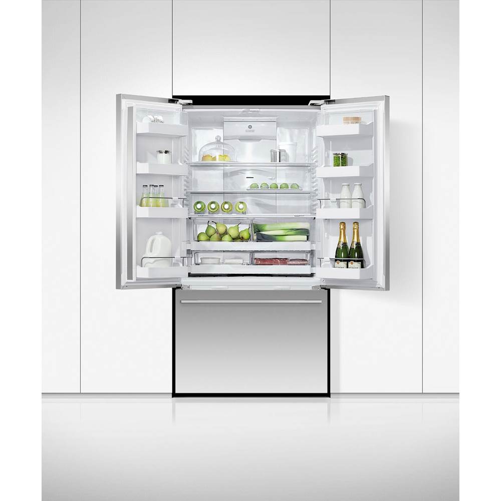 36'' French Door Refrigerator Freezer, Stainless Steel, 20.1 cu ft, Ice & External Water, Counter Depth, Contemporary Square Handle