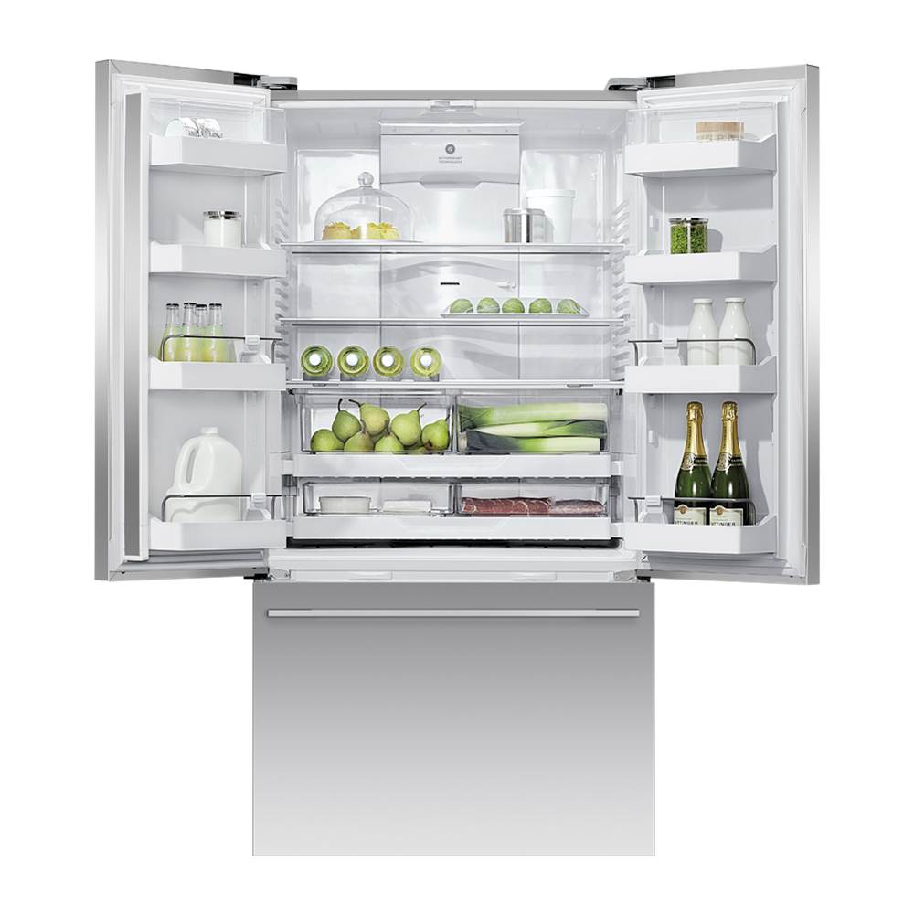 36'' French Door Refrigerator Freezer, Stainless Steel, 20.1 cu ft, Ice & External Water, Counter Depth, Contemporary Square Handle
