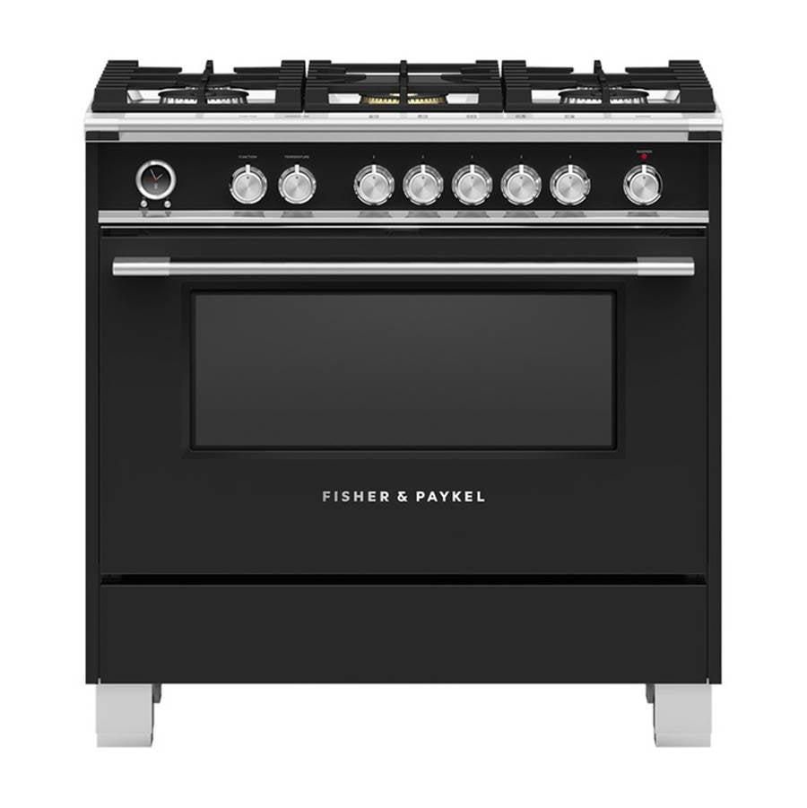 Fisher & Paykel - 36'' Range, 5 Burners, Self-cleaning, Black