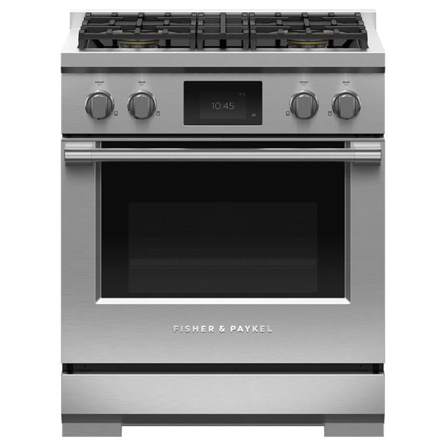 Fisher & Paykel - 30' Range, 4 Burners, Self-cleaning, Natural Gas - Stainless Steel