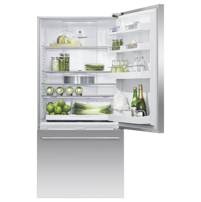 32'' Bottom Mount Refrigerator Freezer, Stainless Steel, 17.1 cu ft, Non Ice & Water, Counter Depth, Right Hinge, Contemporary Square Handle