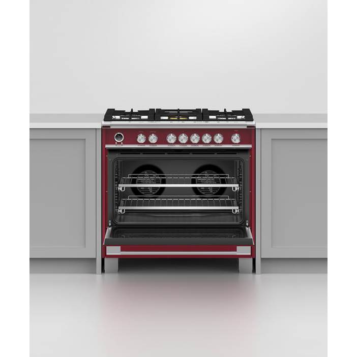 36'' Range, 5 Burners, Self-cleaning, Red