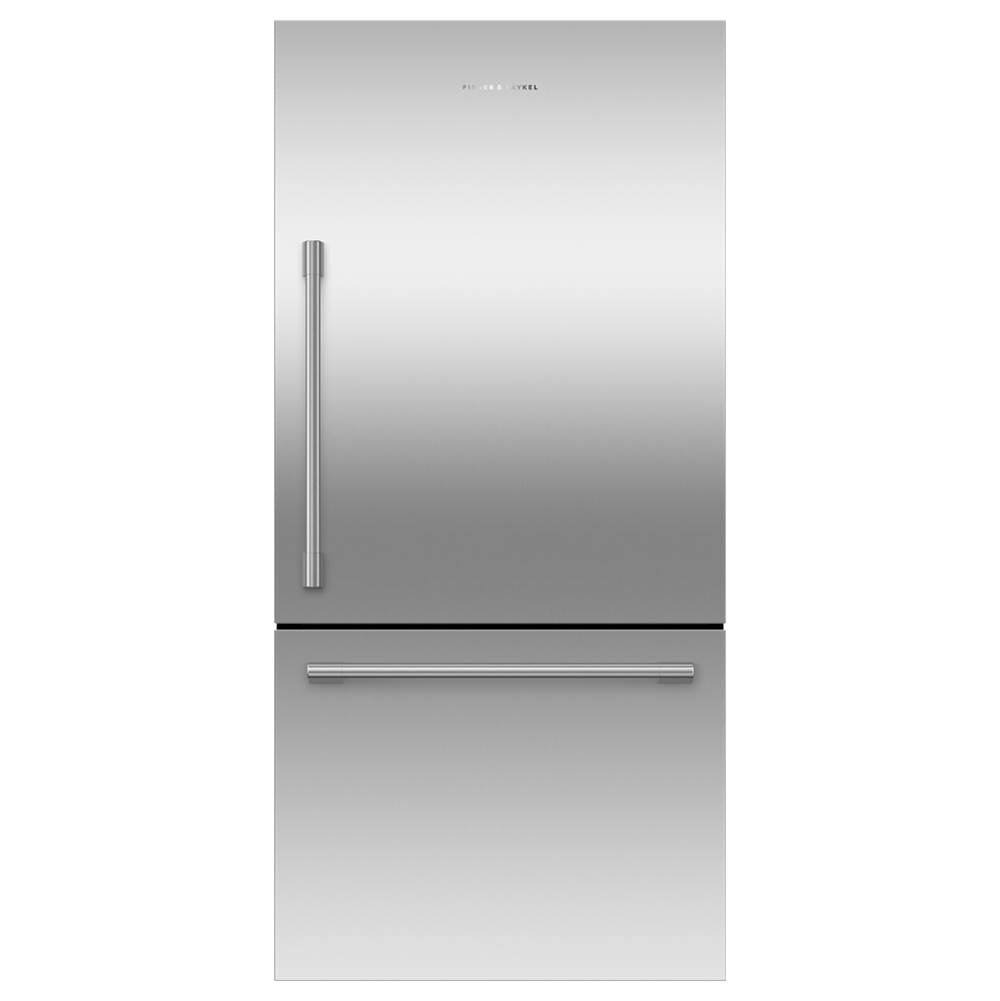 Fisher & Paykel - 32'' Bottom Mount Refrigerator Freezer, Stainless Steel, 17.1 cu ft, Ice Only, Counter Depth, Right Hinge, Professional Round Flush Handle