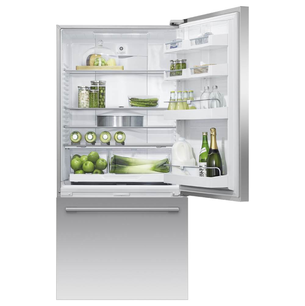 32'' Bottom Mount Refrigerator Freezer, Stainless Steel, 17.1 cu ft, Ice Only, Counter Depth, Right Hinge, Professional Round Flush Handle