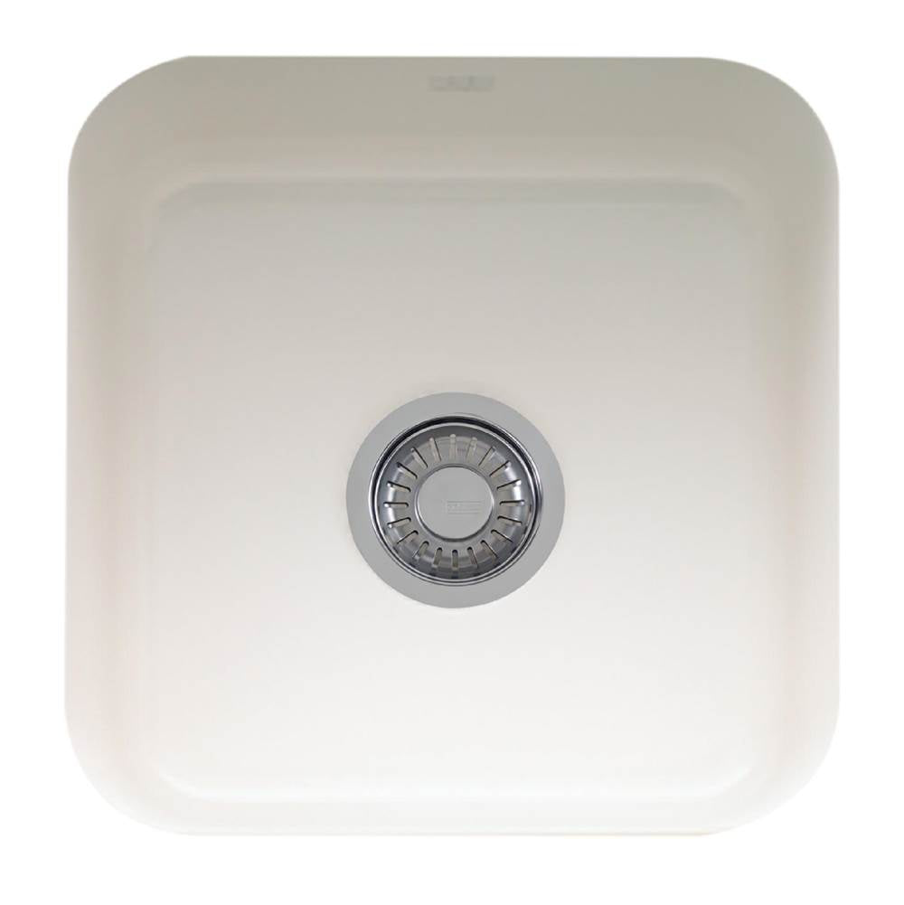 Franke - Cisterna 17.5-in. x 17.5-in. White Undermount Single Bowl Fireclay Kitchen Sink, CCK110-15WH - White