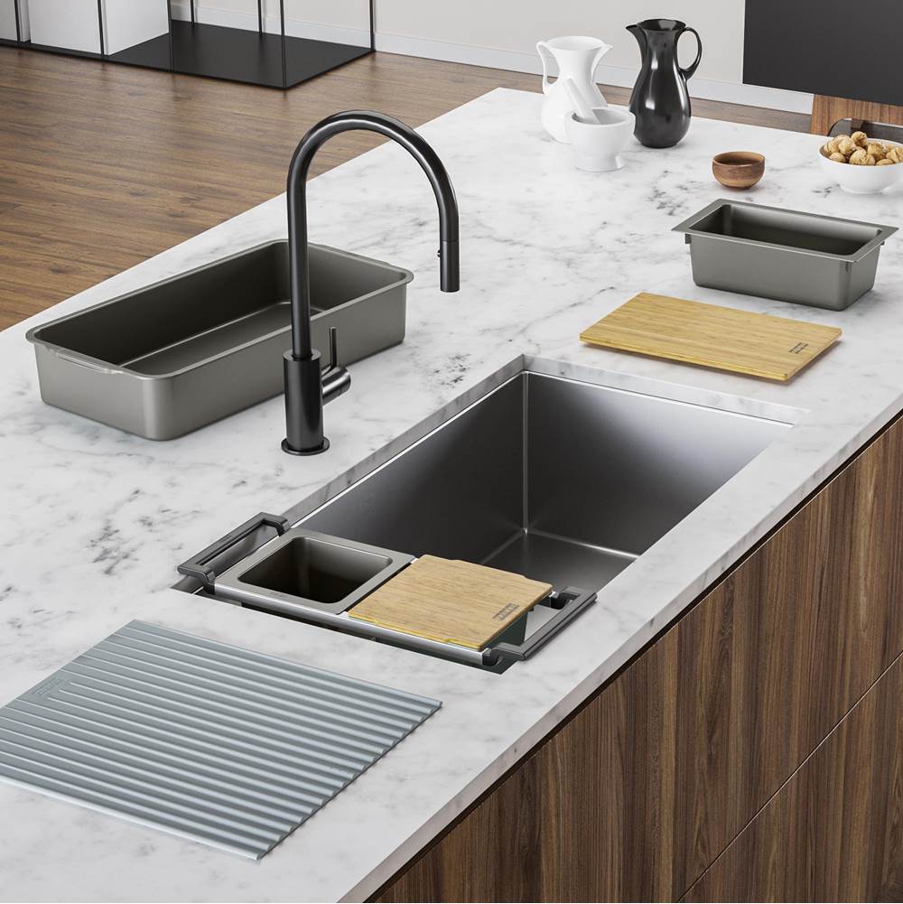 Cube Workcenter 31.5-in. x 17.7-in. 18 Gauge Stainless Steel Undermount Single Bowl Kitchen Sink