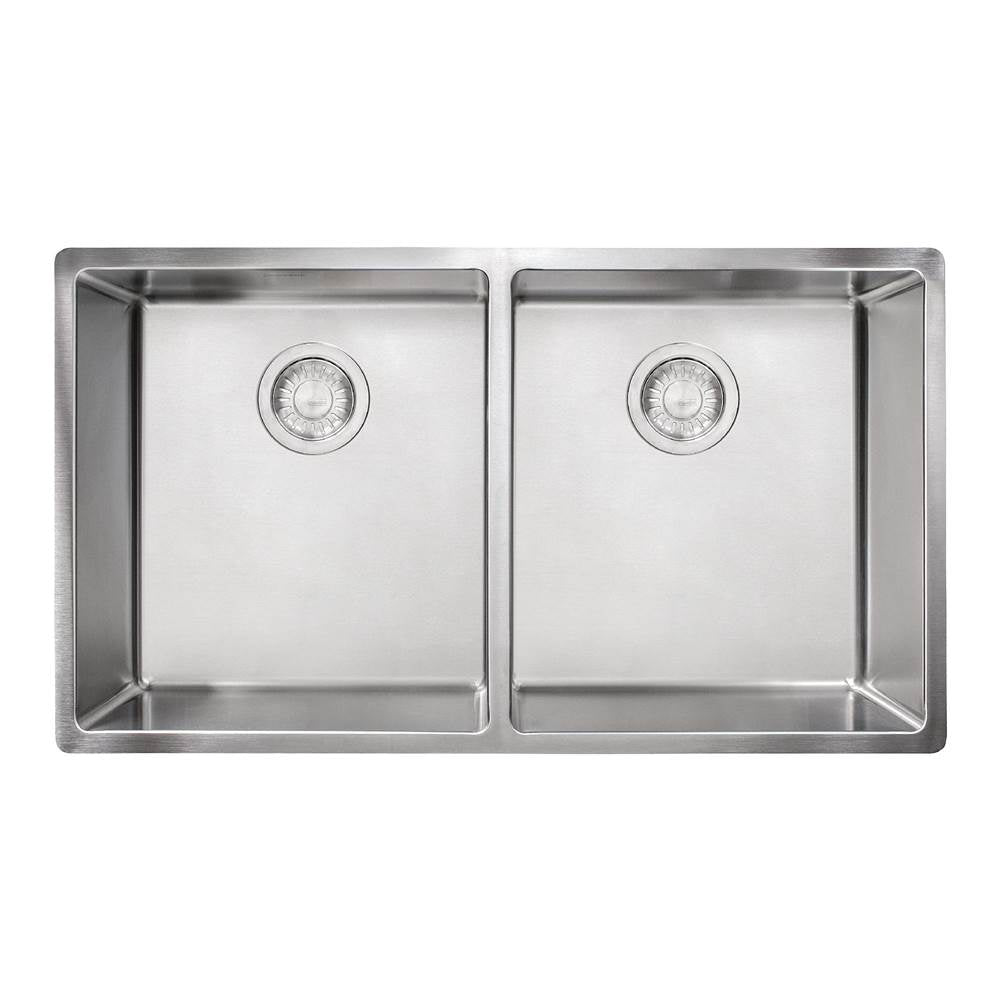 Franke - Cube 31.5-in. x 17.7-in. 18 Gauge Stainless Steel Undermount Double Bowl Kitchen Sink - CUX120 - Stainless Steel