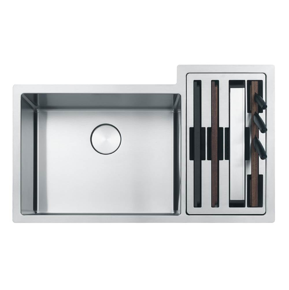 Culinary Center 35-in. x 21-in. 19 Gauge Stainless Steel Undermount Double Bowl Kitchen Sink Workstation - CUX16021-W
