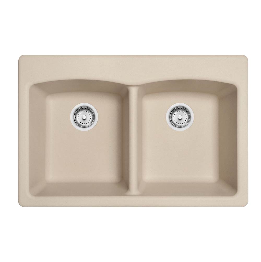 Franke - Ellipse 33.0-in. x 22.0-in. Granite Dual Mount Double Bowl Kitchen Sink in Champagne - Champagne