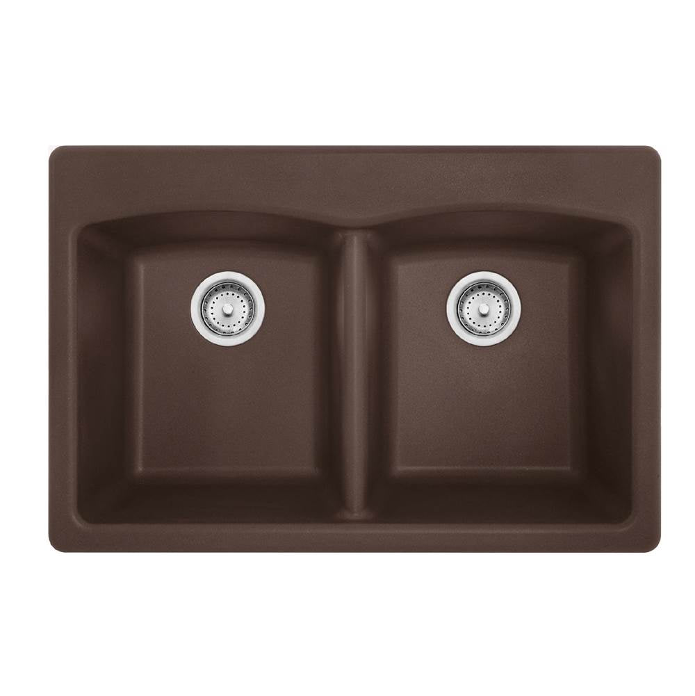 Franke - Ellipse 33.0-in. x 22.0-in. Granite Dual Mount Double Bowl Kitchen Sink in Mocha