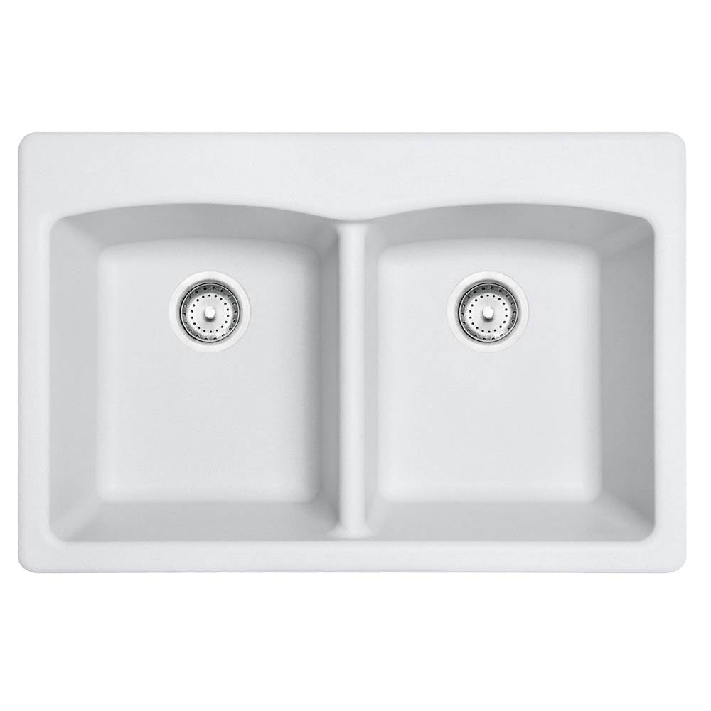 Franke - Ellipse 33.0-in. x 22.0-in. Granite Dual Mount Double Bowl Kitchen Sink in Polar White