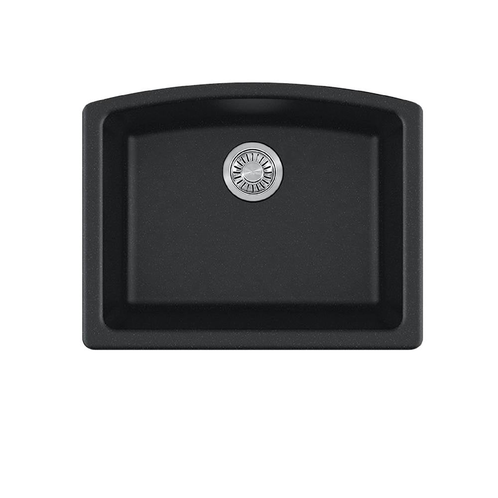 Franke - Ellipse 25.0-in. x 19.6-in. Granite Undermount Single Bowl Kitchen Sink in Matte Black - Matte Black
