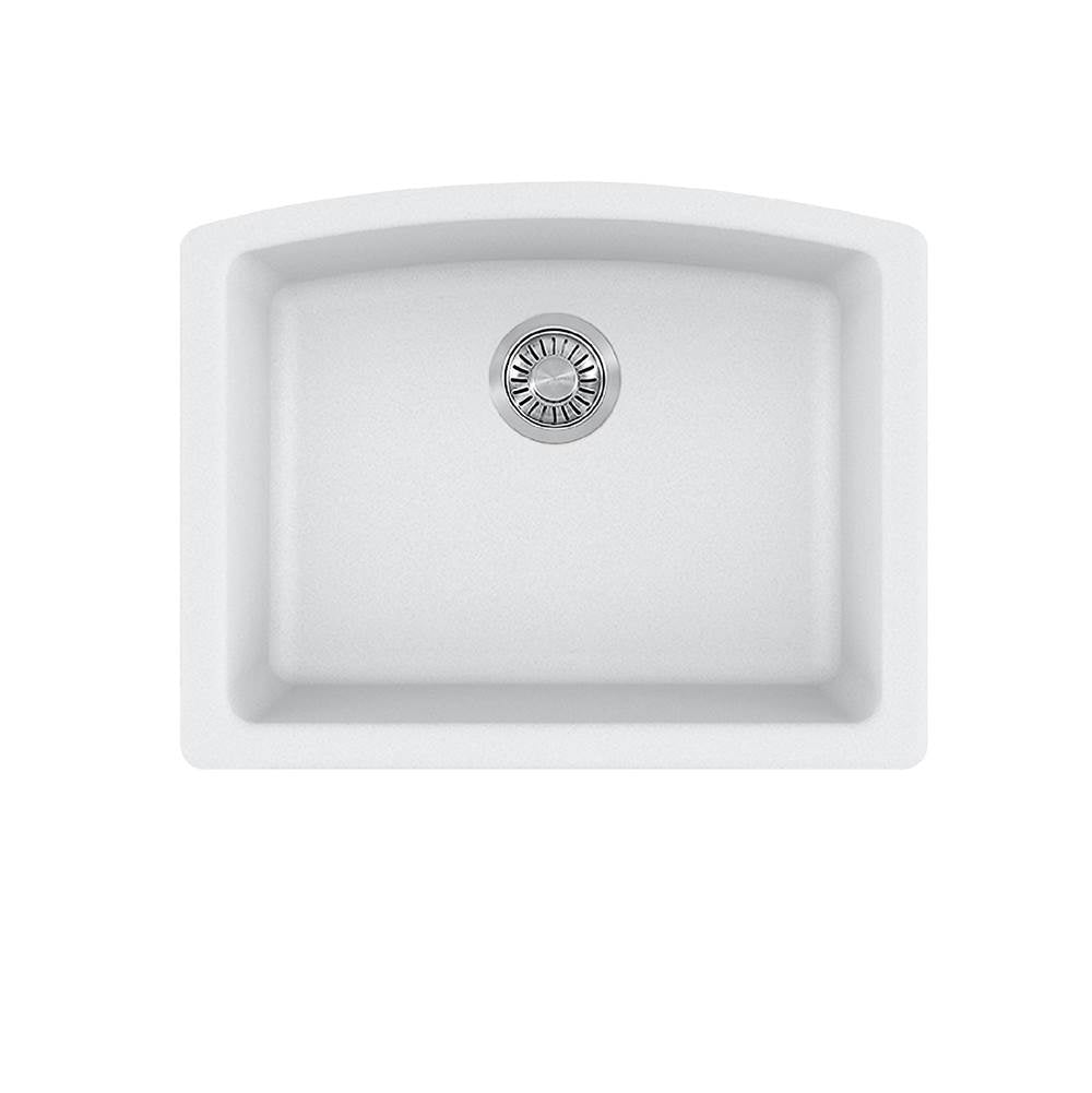 Franke - Ellipse 25.0-in. x 19.6-in. Granite Undermount Single Bowl Kitchen Sink in Polar White