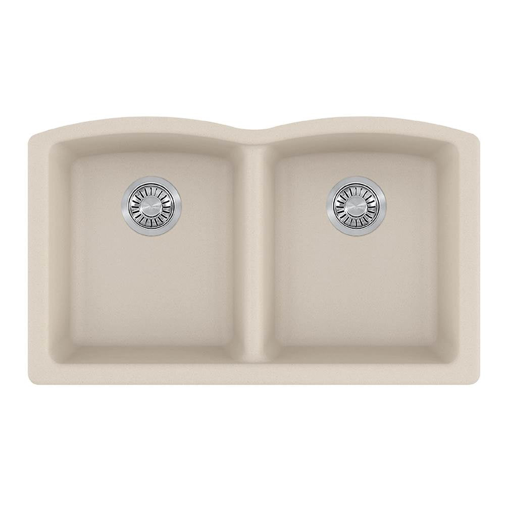 Franke - Ellipse 33.0-in. x 19.7-in. Champagne Granite Undermount Double Bowl Kitchen Sink - ELG120CHA - Champagne