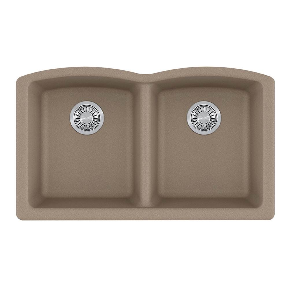 Franke - Ellipse 33.0-in. x 19.7-in. Oyster Granite Undermount Double Bowl Kitchen Sink - ELG120OYS - Oyster